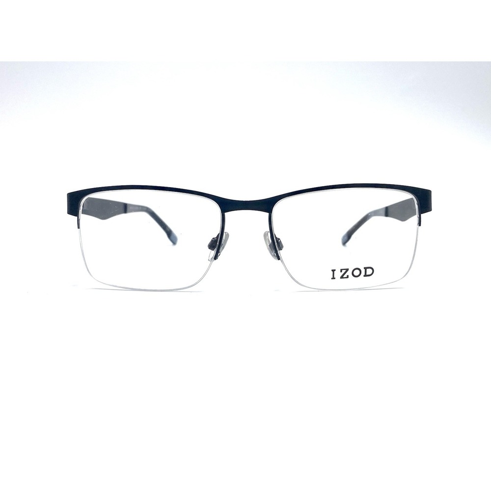 NEW IZOD Black Metal Rectangular Half Rim Glasses IZ 2090 56 18 145